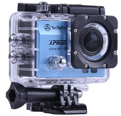 Caméra XPRO2 Bleue TecTecTec Low cost ou pas cher avec accessoires dans son caisson étanche 30 mètres